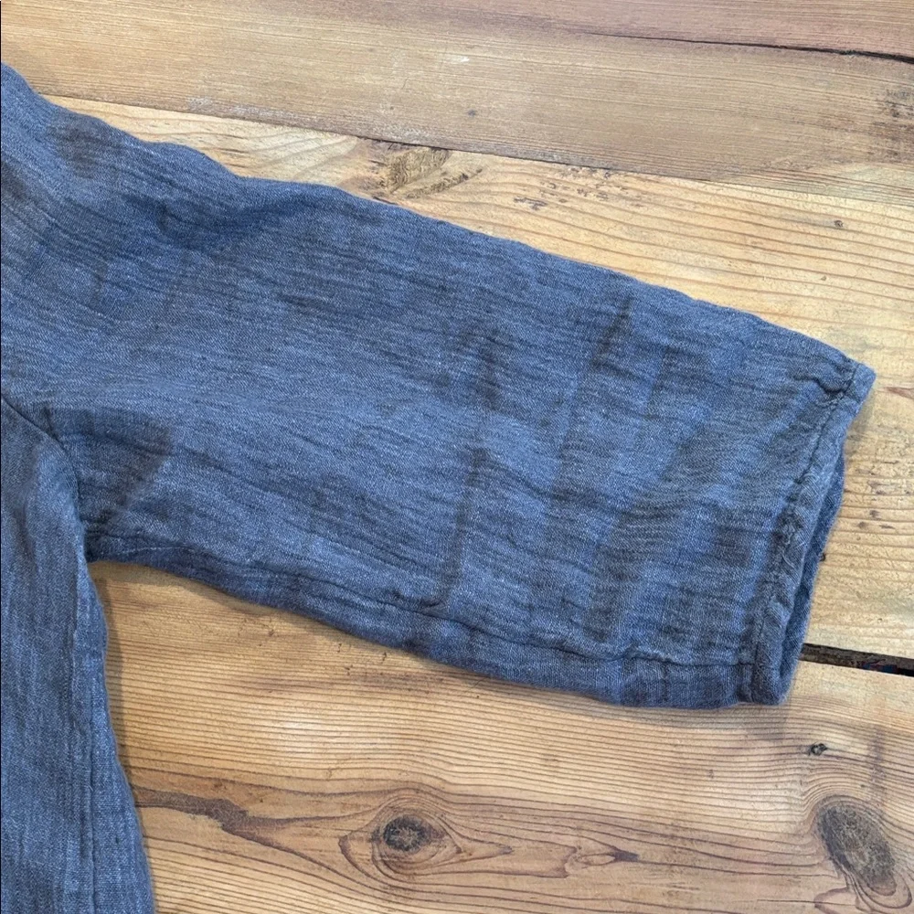 EILEEN FISHER L Minimal Gray Chambray Double-Faced Linen Jacket